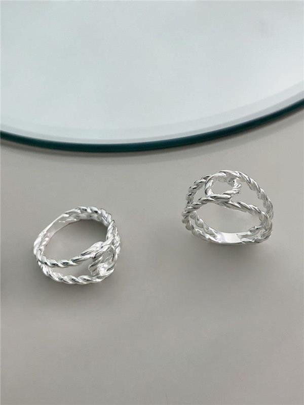 ANEL TORCIDO ENTRELAÇADO, PRATA 925