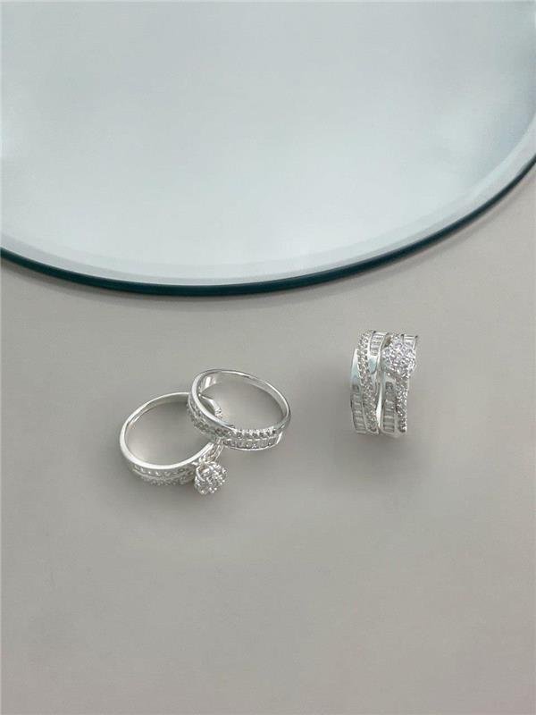 ANEL DUPLO SOLITÁRIO FLOR COM ZIRCÔNIA