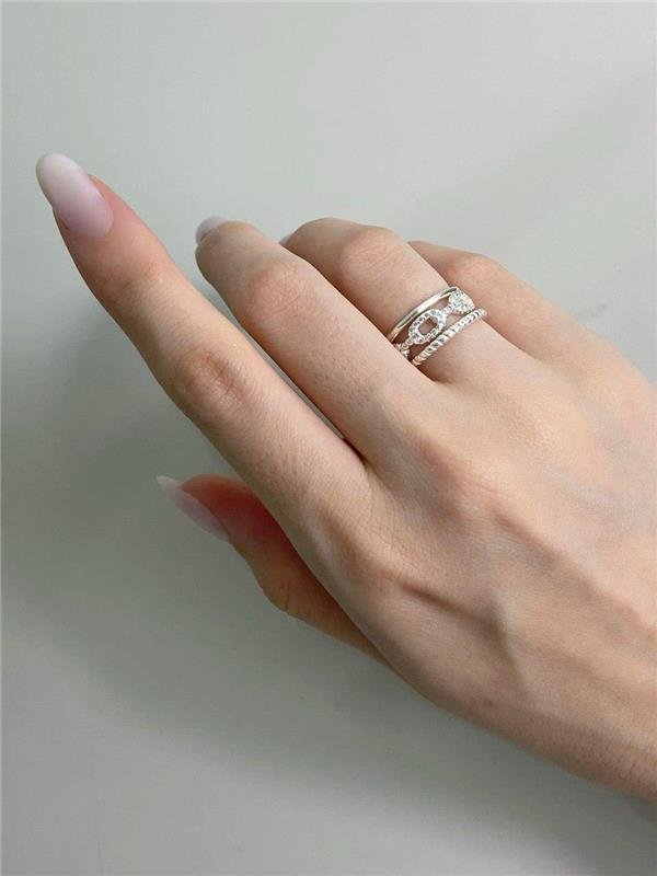 ANEL TRIPLO ELO COM ZIRCÔNIA