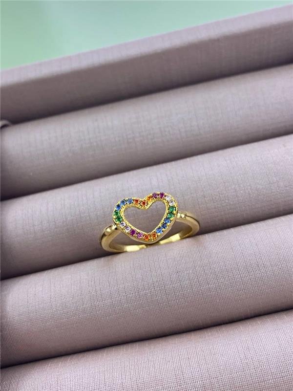 ANEL CORAÇÃO VAZADO MULTI COLOR