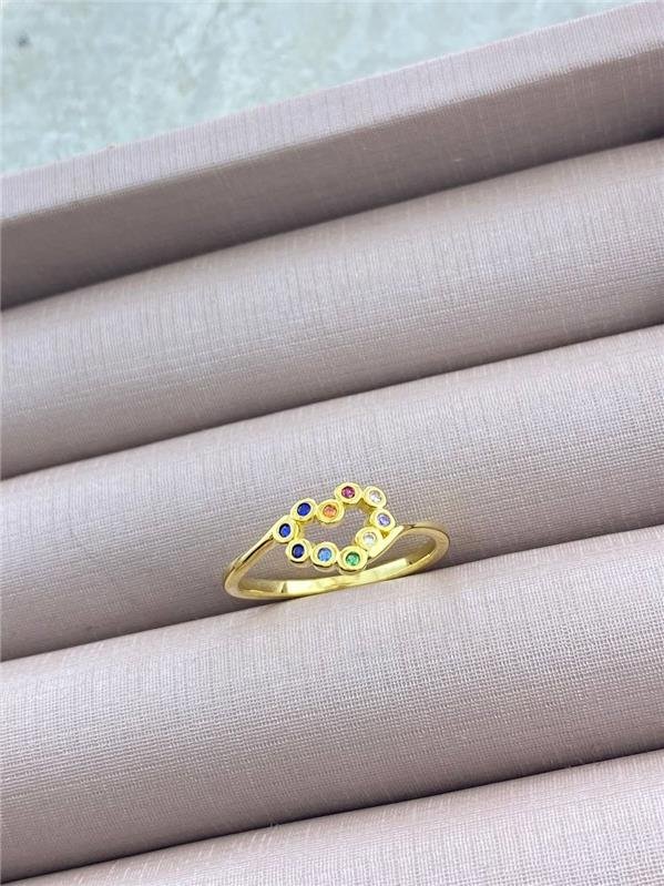 ANEL CORAÇÃO VAZADO MIX COLOR