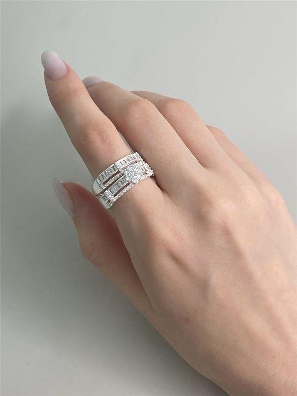 ANEL DUPLO SOLITÁRIO FLOR