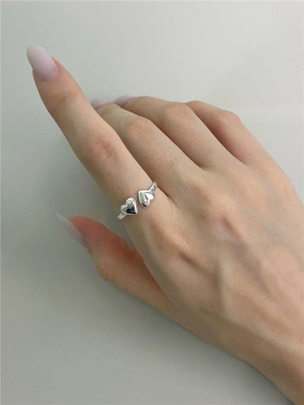 ANEL 2 CORAÇÕES C/PONTO LUZ ABERTO