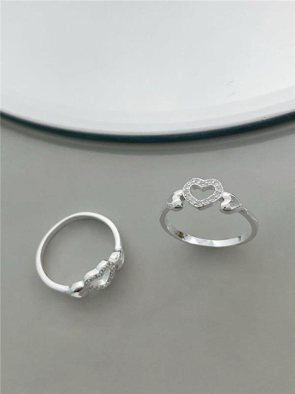 ANEL 3 CORAÇÕES C/ZIRCÔNIA E LISO