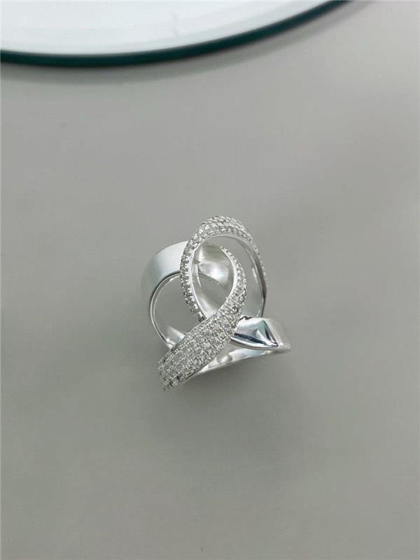 ANEL ELO ENTRELAÇADO LISO E ZIRCÔNIA