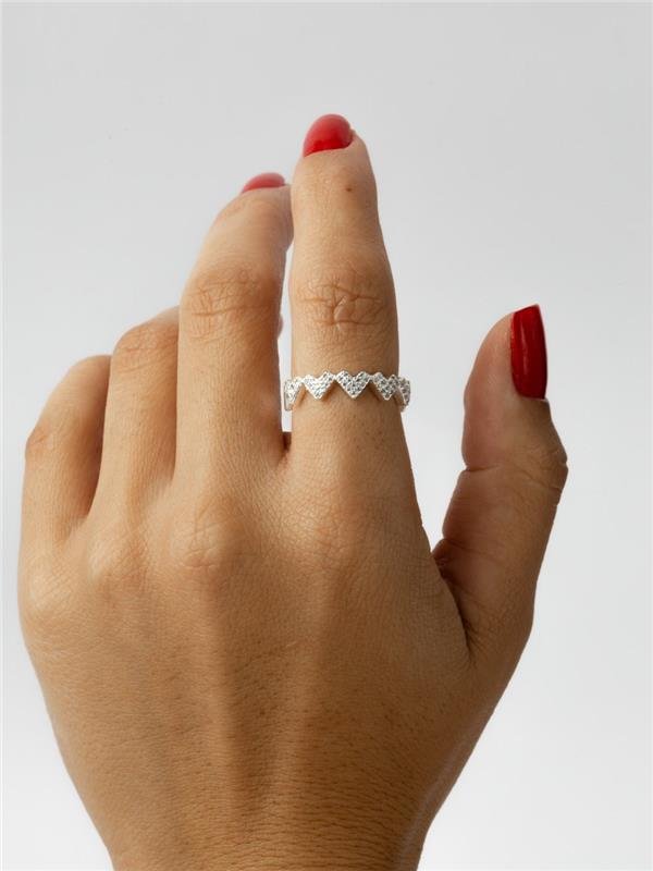 ANEL ARO EM CORAÇÃO LISO E ZIRCÔNIA