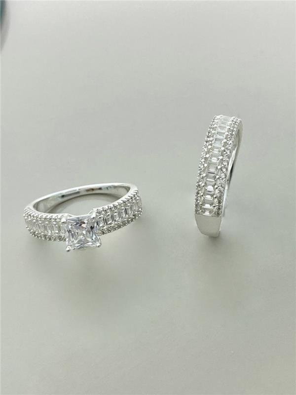 ANEL DUPLO SOLITÁRIO ZIRCÔNIA NAVETE