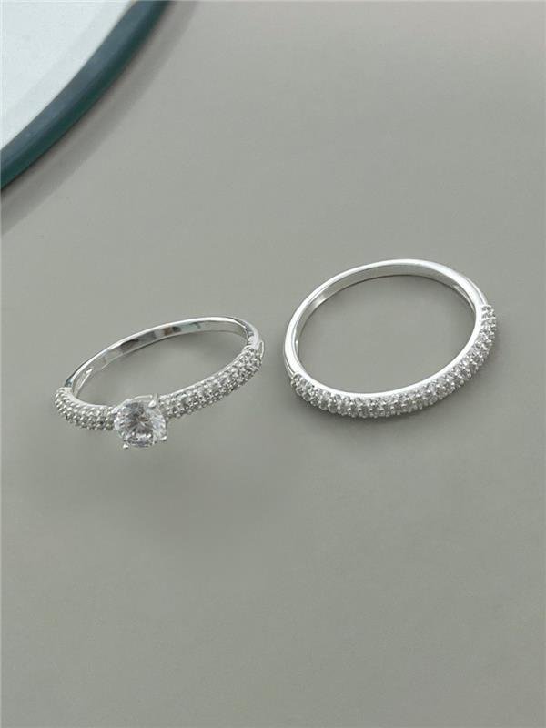 ANEL DUPLO SOLITÁRIO ABAULADO CRAVEJADO