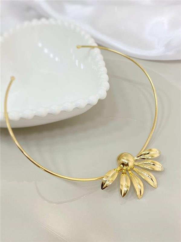 ARO RÍGIDO C/PINGENTE MEIA FLOR