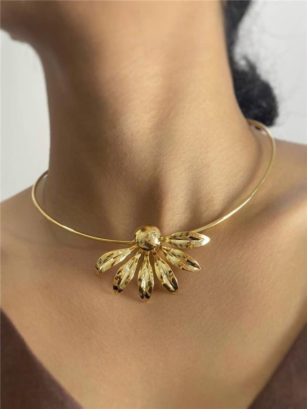 ARO RÍGIDO C/PINGENTE MEIA FLOR