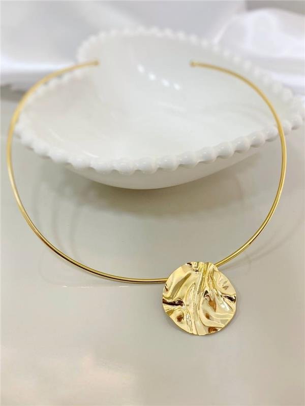 ARO RÍGIDO C/PINGENTE REDONDO ORGÂNICO