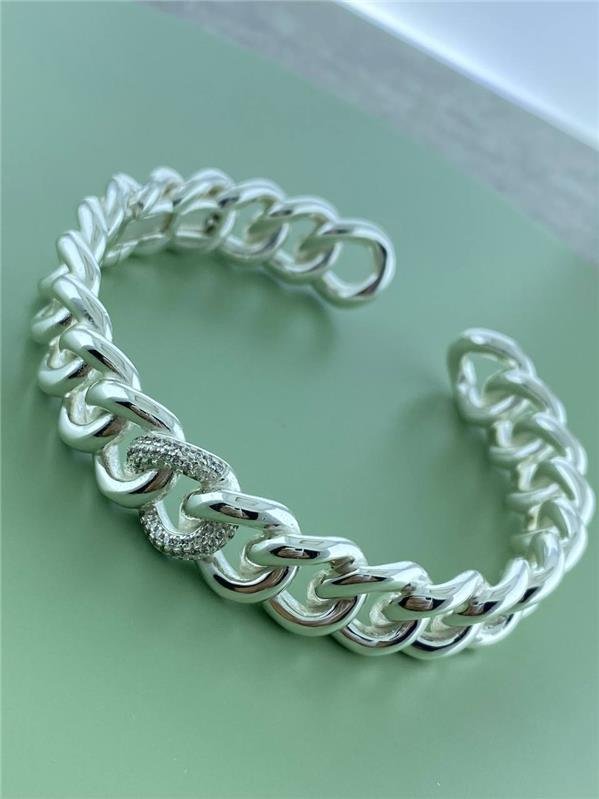 BRACELETE ELOS C/DETALHE EM ZIRCÔNIA