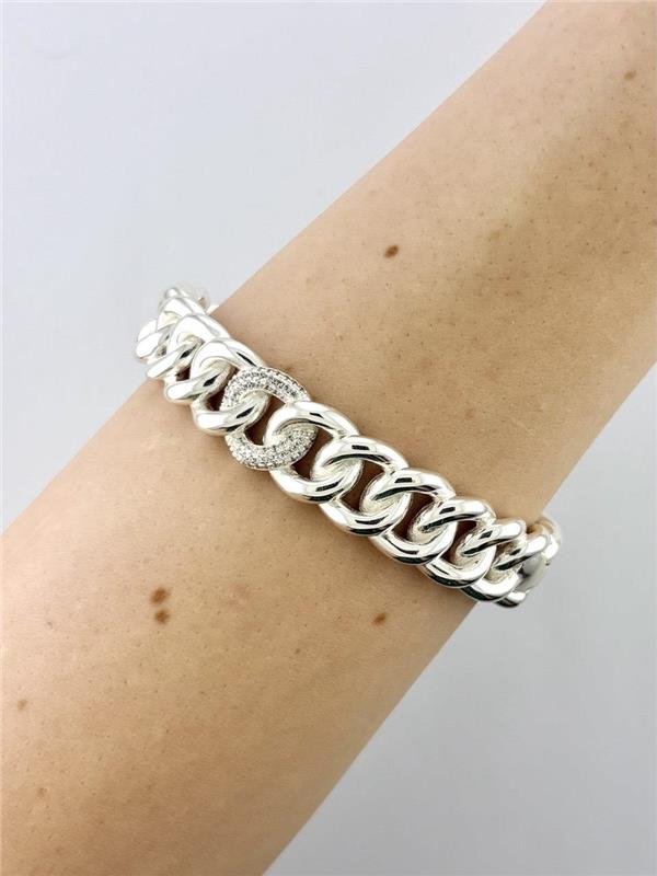 BRACELETE ELOS C/DETALHE EM ZIRCÔNIA