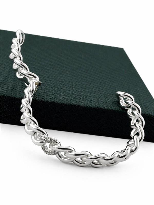 BRACELETE ELOS C/DETALHE EM ZIRCÔNIA