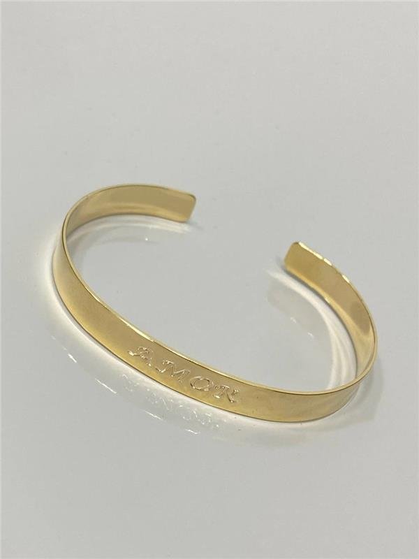 BRACELETE ACHATADO ESCRITA AMOR