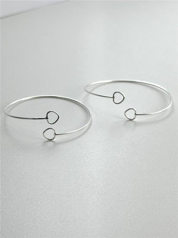 BRACELETE FIO TUBO DOIS CORAÇÕES