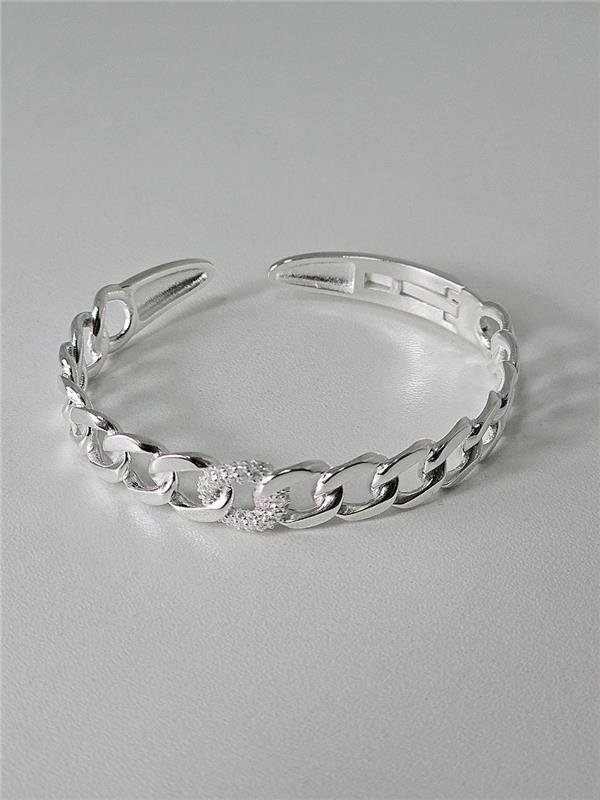 BRACELETE ELO GRUMET LISO E ZIRCÔNIA