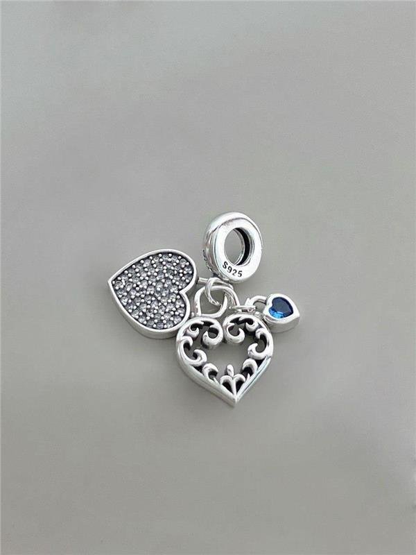 BERLOQUE CORAÇÃO DUPLO C/PONTO LUZ AZUL