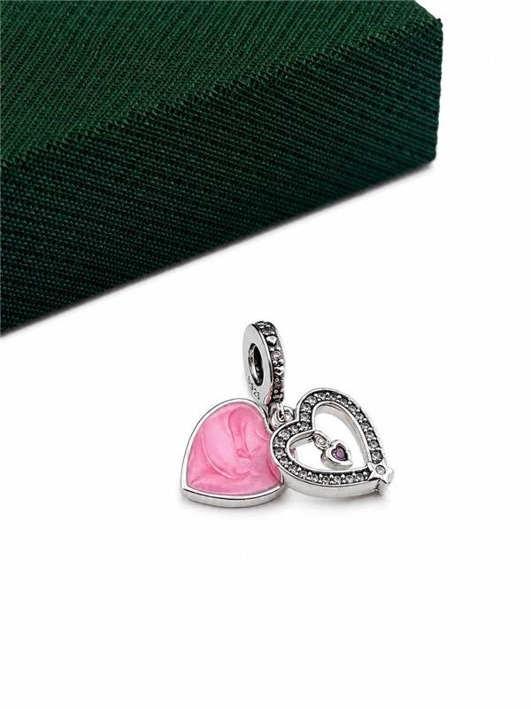 BERLOQUE CORAÇÃO DUPLO AMOR ETERNO ROSA