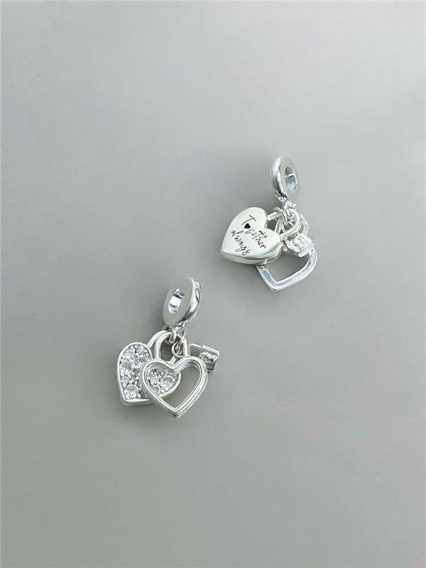 BERLOQUE CORAÇÃO DUPLO E CADEADO ZIRCÔNIA