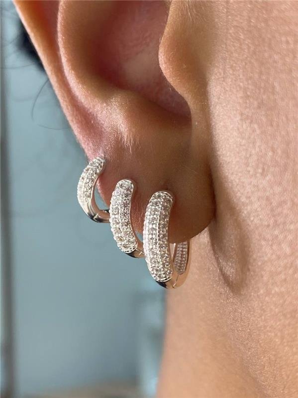 BRINCO TRIO ARGOLINHA ABAULADO CRAVEJADO