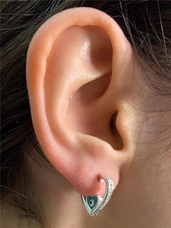 BRINCO ARGOLA CORAÇÃO OLHO GREGO