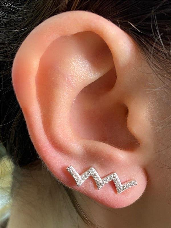 EARCUFF ZIG ZAG COM ZIRCÔNIA