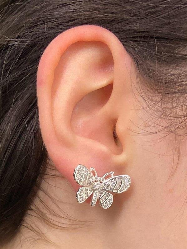 BRINCO BORBOLETA ZIRCÔNIA CRISTAL 