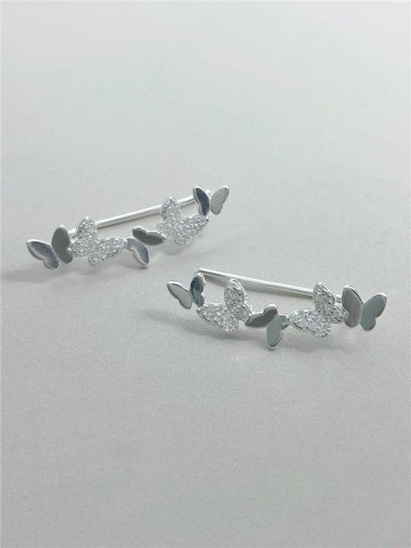 EARCUFF BORBOLETAS CRAVEJADAS E LISAS