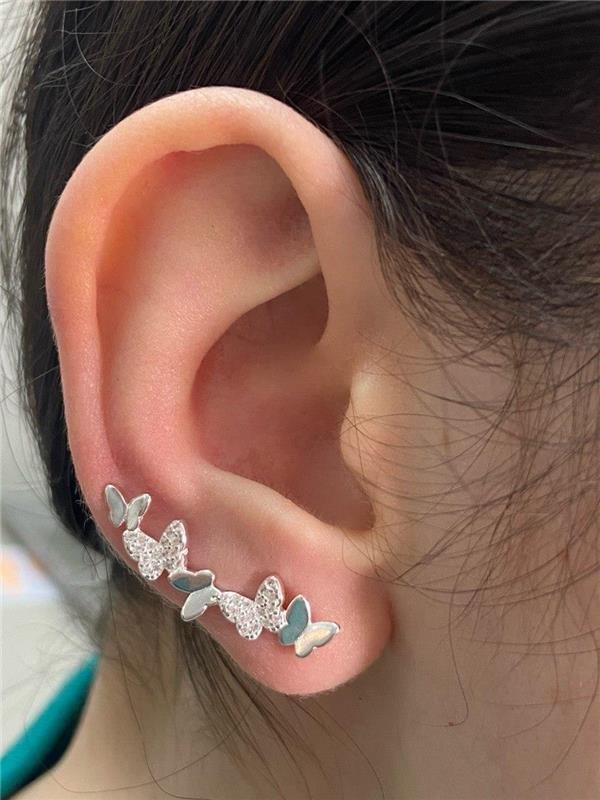 EARCUFF BORBOLETAS CRAVEJADAS E LISAS