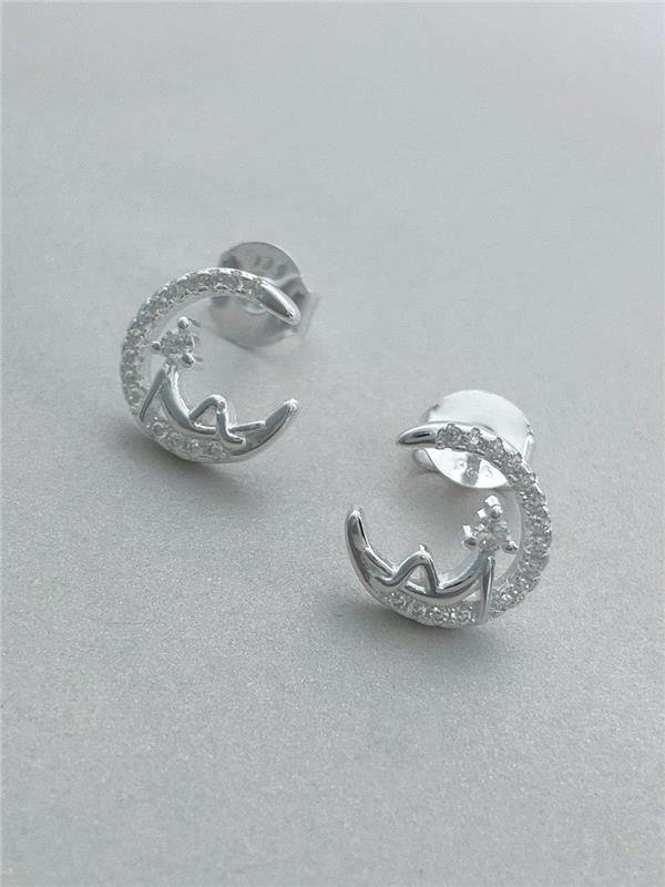 BRINCO MEIA LUA PEQUENO PRÍNCIPE COM ZIRCÔNIA