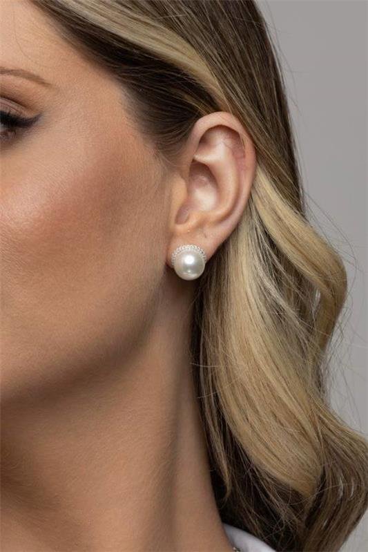 BRINCO PÉROLA SHELL BASE C/ZIRCÔNIA