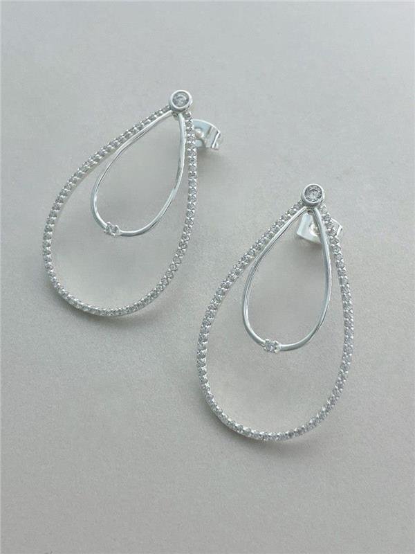 BRINCO GOTA DUPLA VAZADA C/ZIRCÔNIA