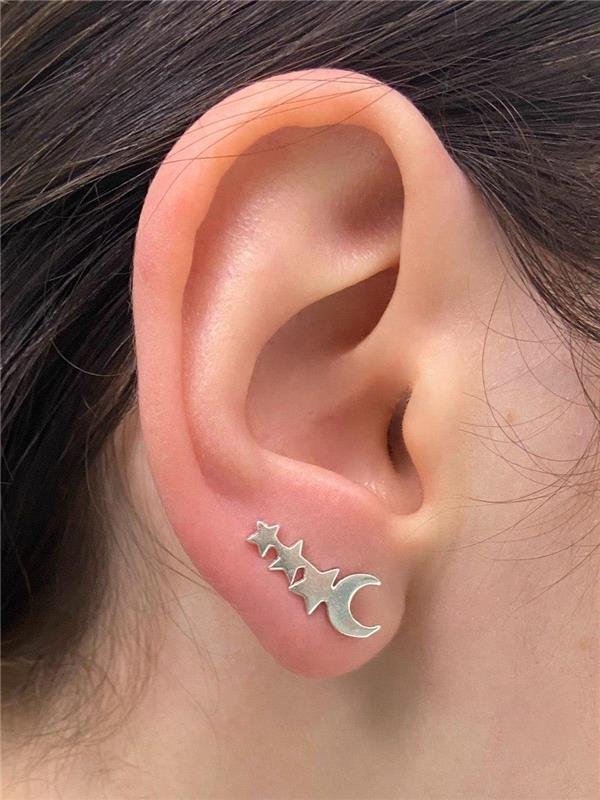 BRINCO EARCUFF MEIA LUA E ESTRELA