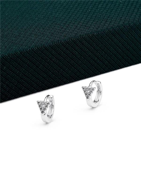 BRINCO ARGOLA TRIÂNGULO CRAVEJADO 1CM
