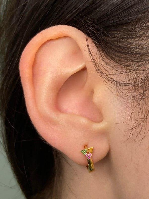 BRINCO DR ARGOLA TRIÂNGULO MIX COLOR 