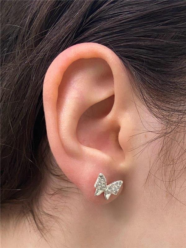 BRINCO BORBOLETA COM ZIRCÔNIA