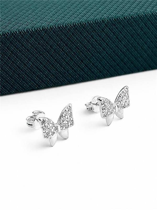 BRINCO BORBOLETA COM ZIRCÔNIA 1,1CM