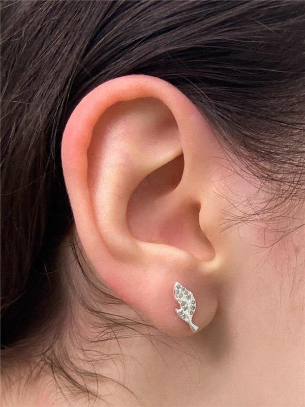 BRINCO FOLHA COM ZIRCÔNIA