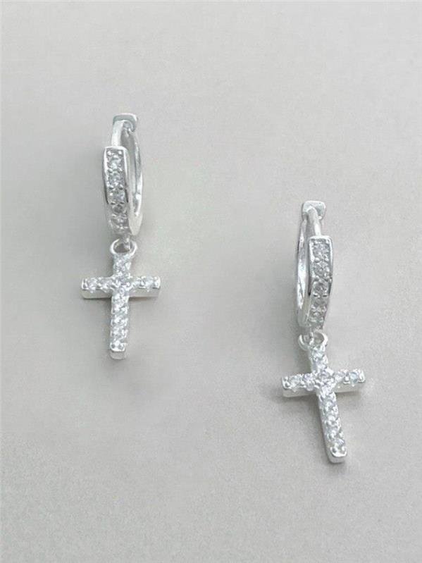 BRINCO ARGOLA CRUZ CRAVEJADA