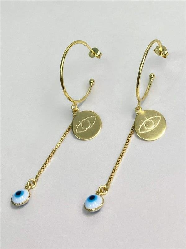 BRINCO ARGOLA PINGENTE OLHO GREGO