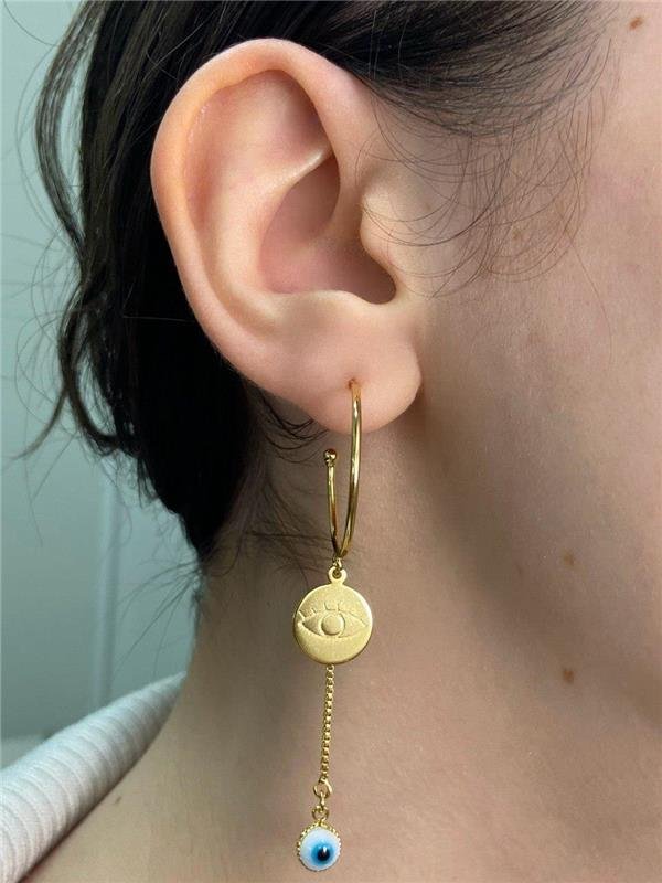 BRINCO ARGOLA PINGENTE OLHO GREGO