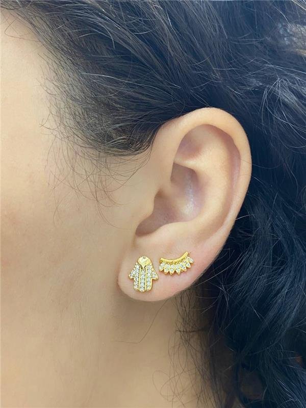 BRINCO DUPLO MÃO/EARCUFF COM ZIRCÔNIA