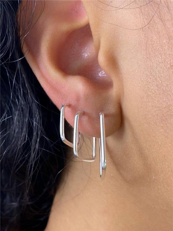 BRINCO TRIO ARGOLA QUADRADO TUBO