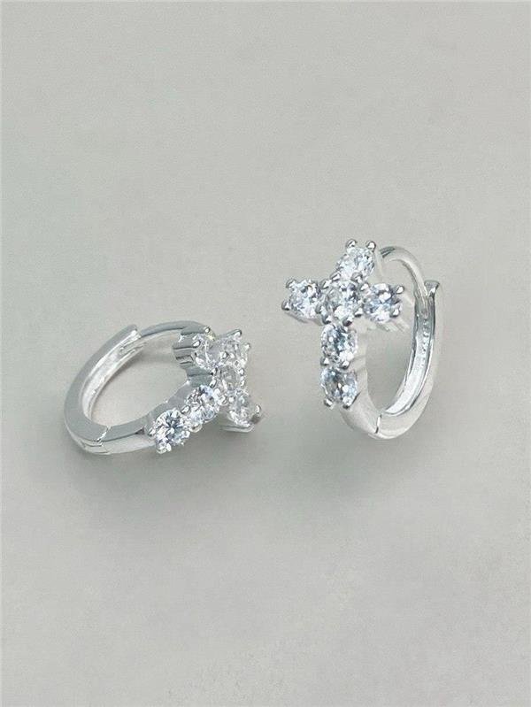 BRINCO ARGOLINHA COM CRUZ ZIRCÔNIA