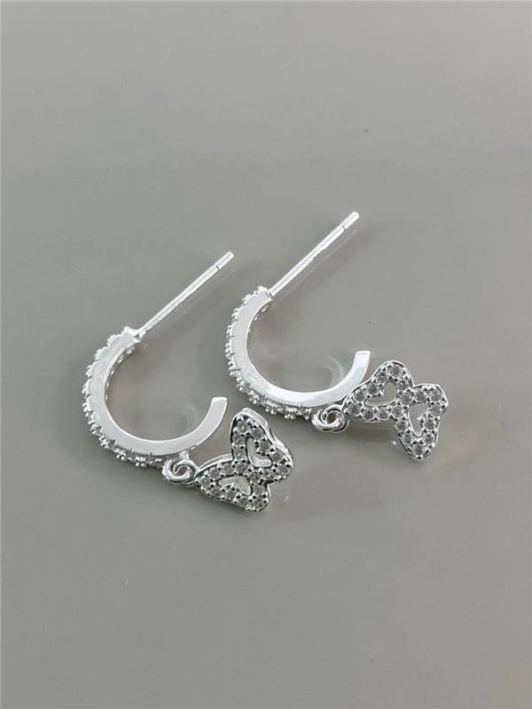 BRINCO ARGOLA C/ PINGENTE BORBOLETA ZIRCÔNIA