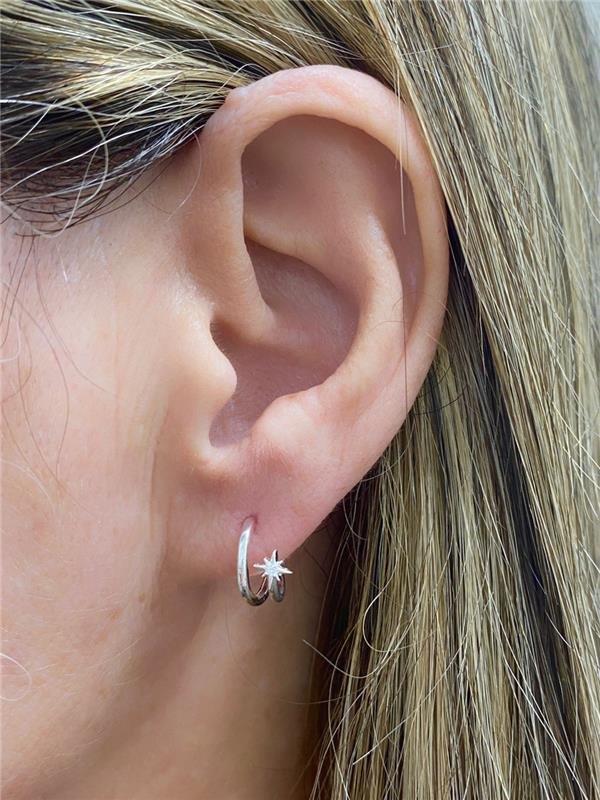 BRINCO ARGOLINHA 2 FIOS E ESTRELA