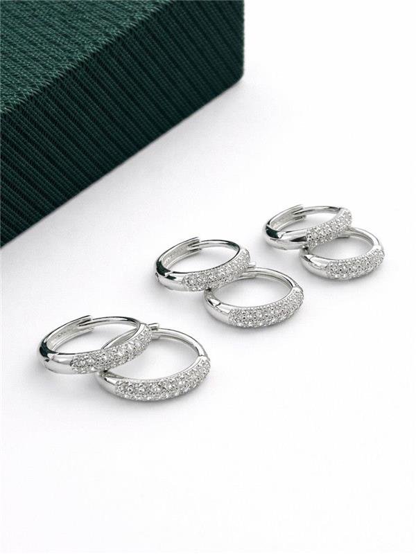 BRINCO TRIO ARGOLINHA ABAULADO 2 FIOS ZIRCÔNIA