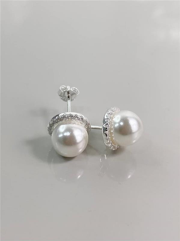 BRINCO PÉROLA SHELL BASE EM ZIRCÔNIA