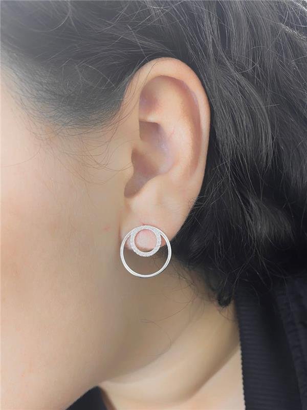 BRINCO REDONDO FIO LISO E ZIRCÔNIA